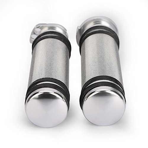 ECLEAR Motorcycle Handlebar Grips, CNC Knurled Hand Grips for Harley Touring Softail XL883 1200 - White - Thumbnail 3