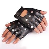 Yingniao PU Leather Fingerless Stud Metal Motorcycle Gloves Rock Gothic Punk Style