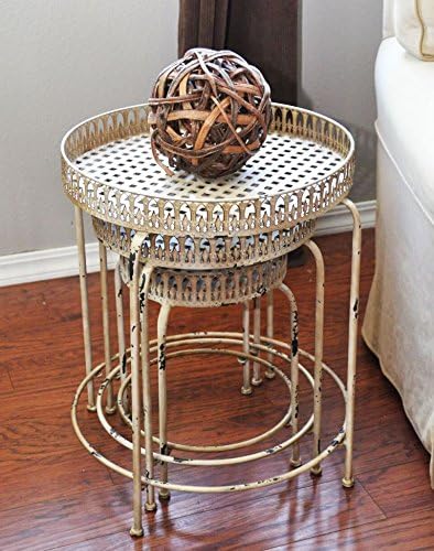 Pyper Marketing T001W1 Antiqued White Plant Stands44; Set of 3