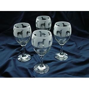 Greyhound gift dog wine glasses