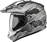 Gmax GM11D Dual Sport Adventure Full Face Helmet (Flat Black/Dark Silver, Medium)