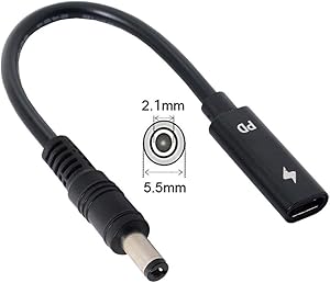 Type C USB-C Female Input to DC Power PD Charge Cable fit for Laptop 18-20V (5.5x2.1mm)