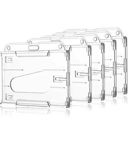 Zonon 20 Pcs Clear ID Card Holders - Heavy Duty Plastic Badge Protectors With Thumb Slot