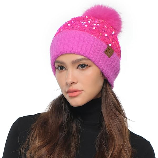 Funky Junque Women's Bling Winter Hat Sparkly Beanie with