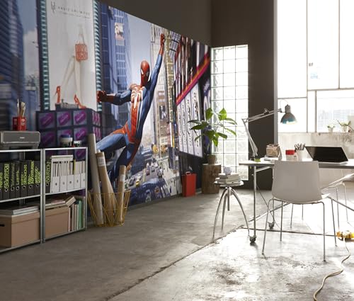 Komar Vlies Fototapete - Marvel Spider-Man City Swing - Groesse 400 x 250 cm