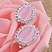Bridal Rhinestone Opal Oval Shape Clip on Earrings for Women Charm Jewelry No Hole Ear Clip (pink)