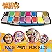 Artsy Fartsy Face Paint Kit for Kids | Professional 16 Color Mega Palette | Best Body Face Painting Kits | 3 Brushes, 3 Applicators, Glitter, 50 Stencils, Durable Case | FDA Compliant Non Toxic