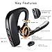Bluetooth Headset, Wireless Bluetooth Earpiece with Mic Mute Switch Headset for Trucker Handsfree Earphone, V4.1 Bluetooth Headphones Compatible for Smart Phone (K10_Black)