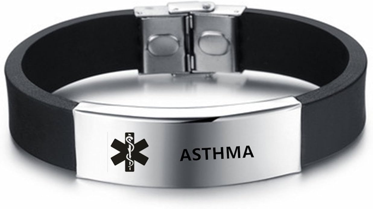 LiFashion LF Männer Edelstahl Silikon Medical Alert Armband SOS Asthma Angepasst Medical ID