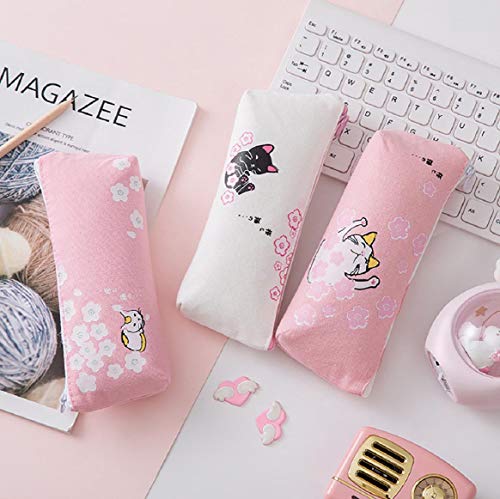 Boddenly Canvas Pencil Case Student Stationery Pouch Bag Office Storage Organizer Coin Pouch Cosmetic Bag, Pencil Cases Pouch Bag with Zipper, Cute Simple Pencil Pouches, Makeup Pouch, Cosmetic Bag