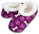 Paws and Bones Violet Snoozies Womens Fleece Lined Footies