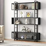 Tribesigns 5-Shelf Bookshelf with Metal Wire, Vintage Industrial Bookcase Display Shelf Storage Organizer with Metal Frame for Home Office, 47.2 L x 9.4 D x 71 H (Black)