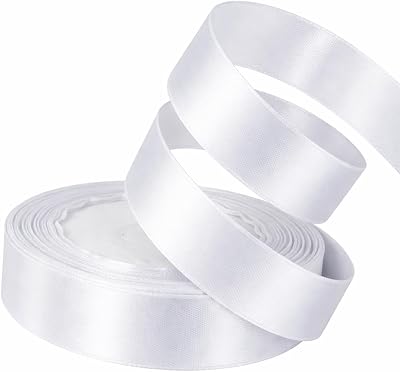 XEANCO 20mm Satin Ribbon 22m White Polyester Gift Wrapping Wedding Car