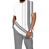 Kubsid Men Two Piece Outfits Casual Summer Short Sleeve Long Pants Set Vintage Tracksuit Beach Vacation