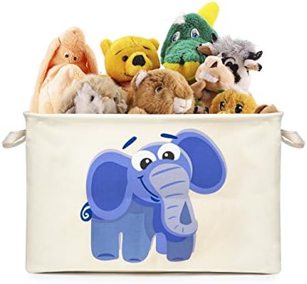Proper Fulfillment Collapsible Canvas Storage Basket and Organizer with Handles - Elephant