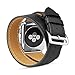 BEOOTCR Soft Genuine Leather Watch Replacement Bands straps with Classic Metal Buckle for apple watch series 38mm or 42mm in black or brown (Double Tour Series Black 38mm)