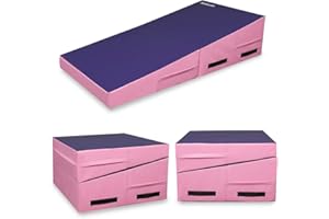 Matladin Folding Gymnastics Cheese Wedge Incline Mat, Gym Fitness Tumbling Skill Shape Mat for Kids Girls Home Training Exercise