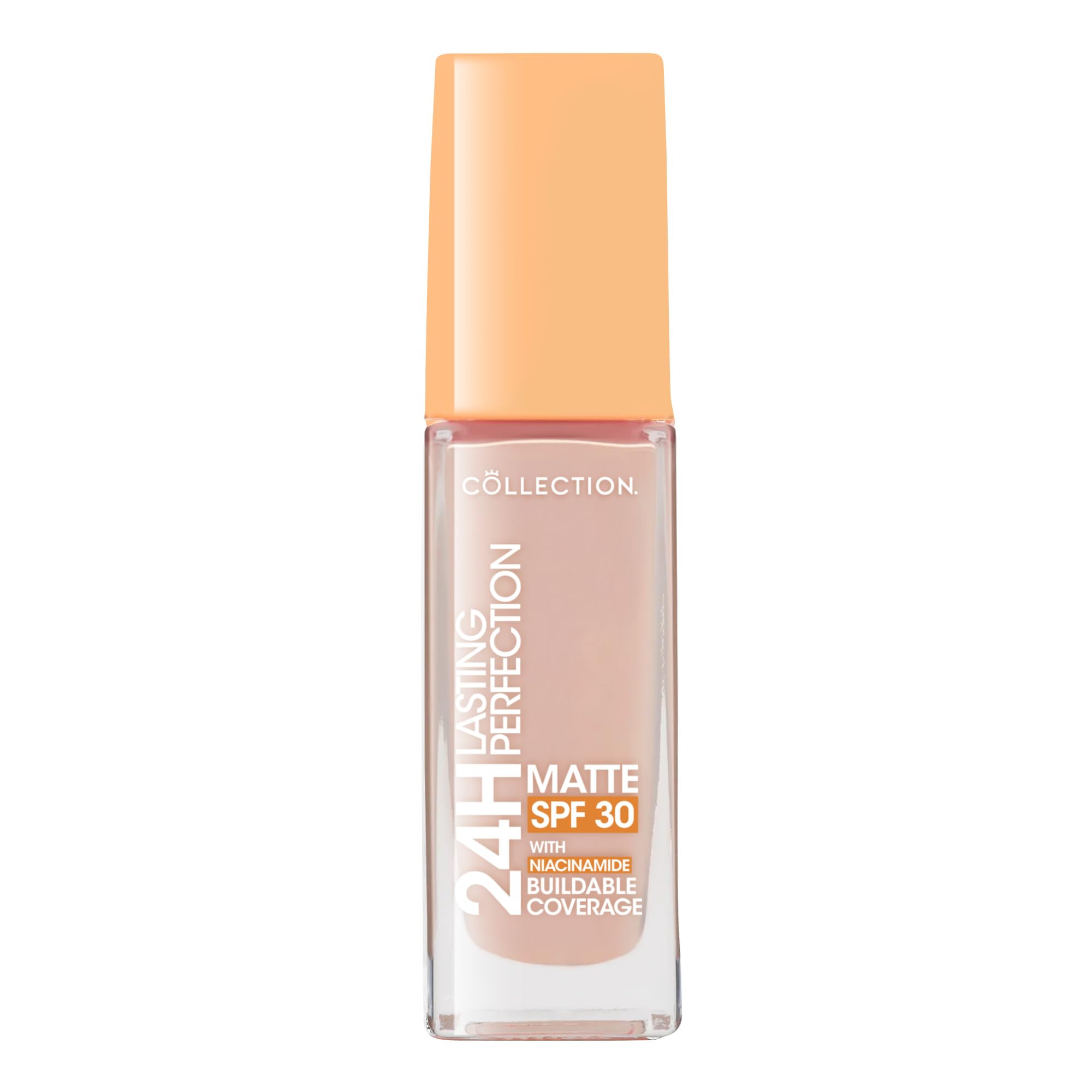 Collection Cosmetics Lasting Perfection Matte Foundation, Full Coverage, Anti-Ageing Effect, 24 Hour Wear, SPF 30, Contains Niacinamide, 27ml, Rose Porcelain Cool