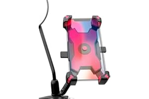 YIUJEFDA Motorcycle Phone Mount, 1s Auto Lock and Quick Release Phone Holder for Motorcycle Moped Scooter Rear View Mirror Phone Mount for iPhone and More 4.5-6.8 inch Cell Phone