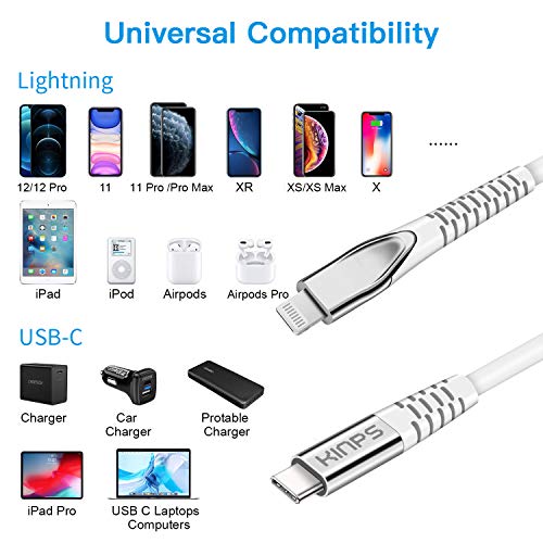 KINPS MFI Certified (3ft/1m) USB C to Lightning Fast Charging Cable