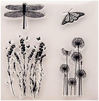 ❤JaneMo New Arriving Clear Stamps Dandelion Dragonfly Butterfly Transparent Silicone Clear Rubber Stamp Cling Diary Scrapbooking DIY Art Craft Decoration
