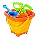 Beach Toys Set 2 Packable Pails&Collapsible Buckets with 1 Shovel and 1 Rake Orange & Pink Perfect for Summer Playset for Kids and Children