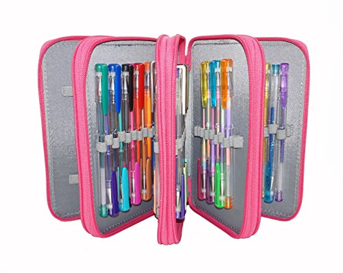 60 Assorted Colors Gel Pen Set with 72 Slots PU Leather Travel Case, for Sketching, Drawing, Painting, Writing & Custom Artistic Creations Adult Coloring Books (60 PCS, Pink) - Thumbnail 4