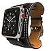MoKo Compatible Band Replacement for Apple Watch 38mm 40mm Series 5/4/3/2/1, Genuine Leather Smart Watch Band Cuff Strap - Black (Not Fit 42mm 44mm Versions)