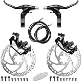 RUJOI Bike Disc Brake Kit, Aluminum Front and Rear Caliper, Full Aluminum Alloy Bicycle Brake Lever, 160mm Rotor, Mechanic Tool-Free Pad Adjuster for Road Bike, Mountain Bike