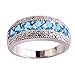 Psiroy 925 Sterling Silver Plated Simulated Blue Topaz Half Eternity Band Ring Size 8