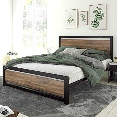 Amolife Queen Bed Frame with Headboard,Platform Metal Bed Frame with
