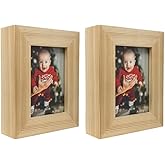 weccwa 2.5x3.5 Picture Frames (2 Packs) - HD Glass, Solid Wood Edge, Perfect for Table Desk Top Standing