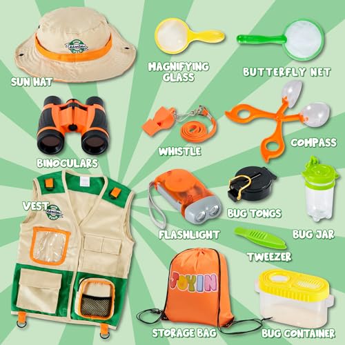 JOYIN Outdoor Explorer Kit, Bug Catcher for Kids (Vest, Hat, Flashlight