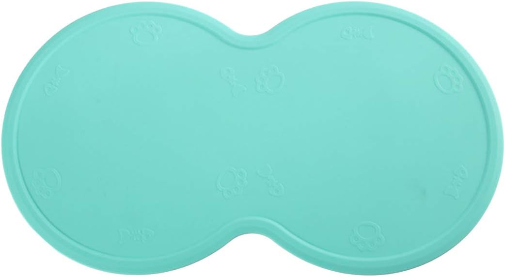 nosii Silicone Pet Feeding Placemat Anti-Skid Spill-Proof Dog Cat Food Mat for 2 Bowls