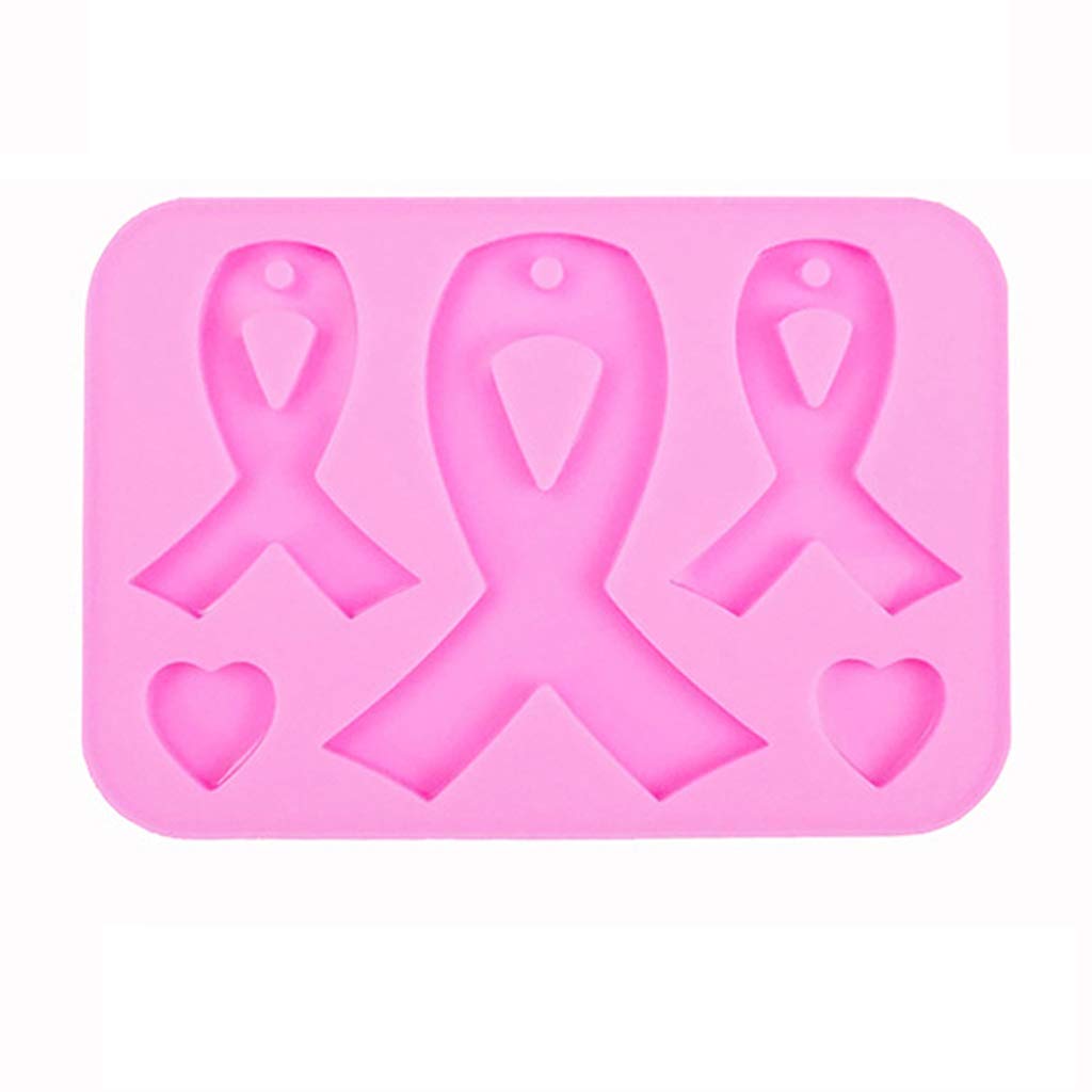 AIUII Resin Silicone Mould Cancer Awareness Bow Keyring Resin Mould Silicone Red Ribbon Bow Shape Tool