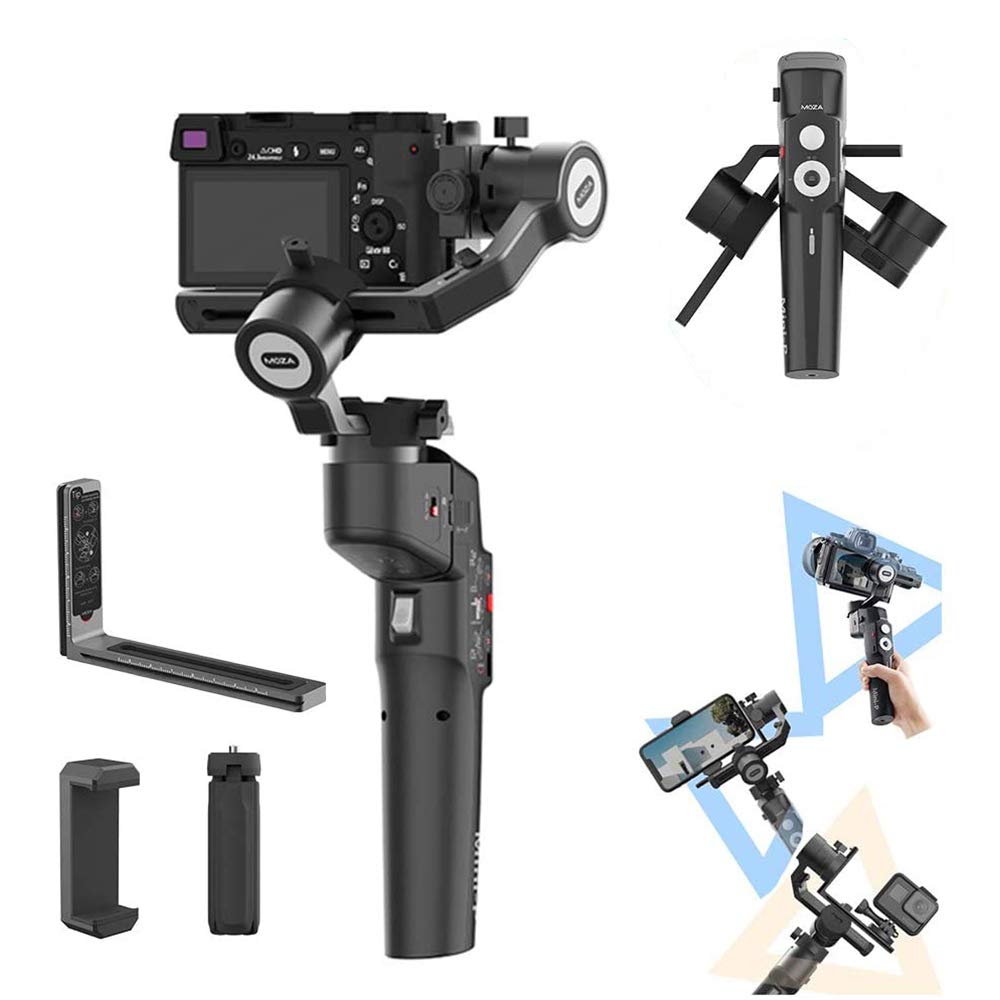 Moza Mini-P 3-axis Gimbal Stabilizer for Smartphones Action Cameras Compact Cameras & Light Mirrorless Cameras, 900g/1.98 lbs Max Payload 12H Runtime Horizontal/Vertical Shooting Modes Camera Control