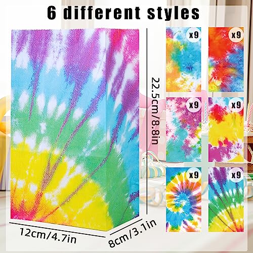 JOHOUSE 54PCS Tie Dye Paper Bags, Party Gift Bags Camouflage Treat Bags Goody Bags Tie Dye Party Accessories for Party Favors Kids Birthday Party
