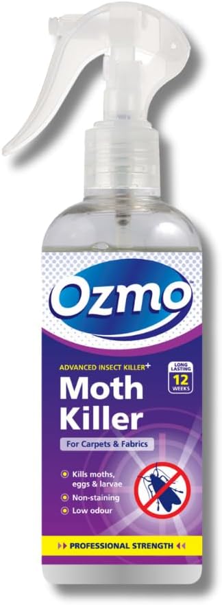 Ozmo Moth Killer Spray 250ml Kills Moths Eggs Larvae Safe for Home