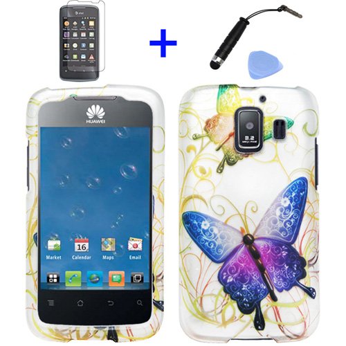 4 items Combo: ITUFFY (TM) Mini Stylus Pen + LCD Screen Protector Film + Case Opener + Silver Green Purple Butterfly Paisley Flower Vine Design Rubberized Snap on Hard Shell Cover Faceplate Skin Phone Case for AT&T Huawei Fusion 2 U8665 (2nd Generation) 4 items Combo: ITUFFY (TM) Mini Stylus Pen + LCD Screen Protector Film + Case Opener + Silver Green Purple Butterfly Paisley Flower Vine Design Rubberized Snap on Hard Shell Cover Faceplate Skin Phone Case for AT&T Huawei Fusion 2 U8665 (2nd Generation)