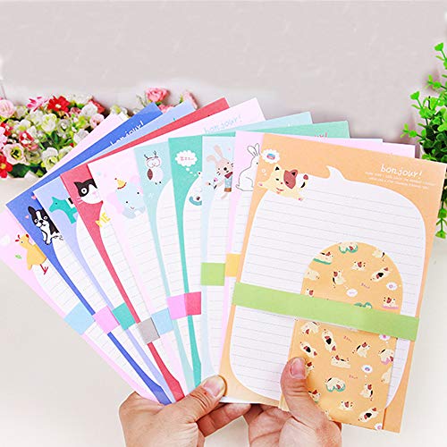 SCStyle Envelopes 3.54 Inches x3.34 Inches,30 Cute Lovely Kawaii Special Design Writing Stationery Writing Paper 9.25Inches x6.3 Inches and 15 Envelopes,Stationary Paper and Envelopes Set