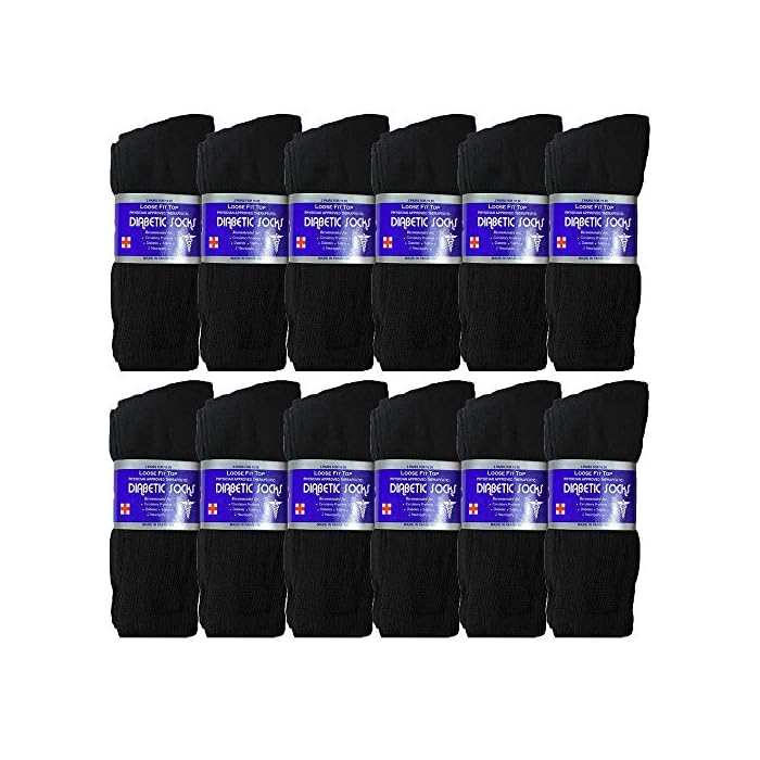 USBingoshop 3, 6 or 12 Pairs Mens Physicians Approved Crew Ankle Diabetic Socks Cotton