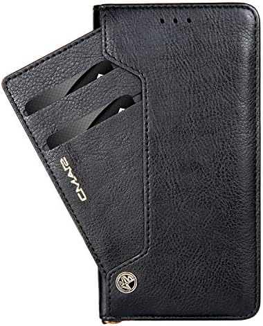 iPhone 7/8 Case Black PU Leather Wallet Magnetic Adsorption Folio Flip Cover Phone Case