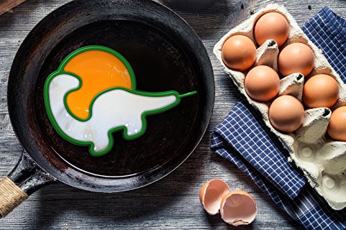 Barbuzzo Eggosaurus Egg Shaper - Nonstick Silicone Apatosaurus Shaped Dinosaur Egg and Pancake Mold, Green - Kitchen Cooking Accessory - Jurassic Breakfast Egg Cooking Mold