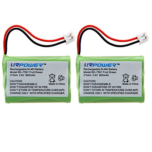 URPOWER® 2 Pack 3.6V Ni-MH 800mAh Rechargeable Cordless Home Phone Battery for Motorola SD-7501 SD7501 SD-7500 SD-7502 V-Tech 89-1323-00-00 8913230000 89-0099-00-00 8900990000 Model 27910