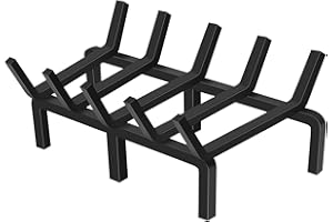 SNOGSWOG 17" Fireplace Grate, Solid Steel Firewood Burning Rack, Heavy Duty Fire Grates, Matt Black Fireplace Rack, 5-Bars Fireplace Log Grate Holder