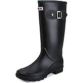Lezzglt Rain Boots for Women, Waterproof Knee-high Rubber Boots, Comfortable Lightweight Garden Boots Keep Warm Work Tall Fishing Boots for Outdoor