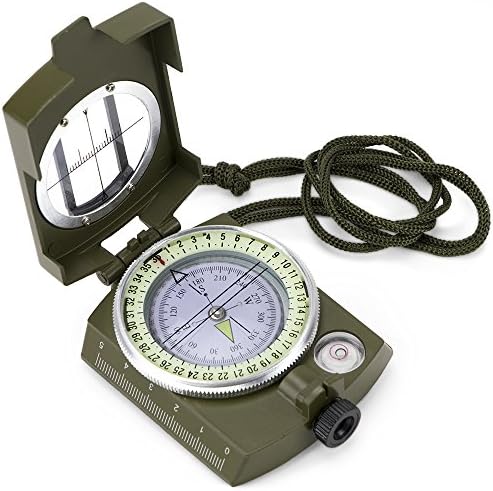 Prismatic Waterproof Military-Style Folding Compass with Carry Case by Grizzly Peak