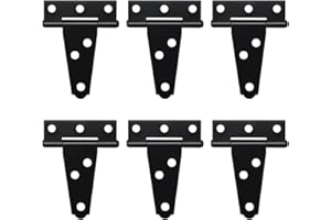 HLMOptimo Heavy Duty T Hinge, 6 pcs, 2 Inch, Black, Powder Coated Metal Alloy
