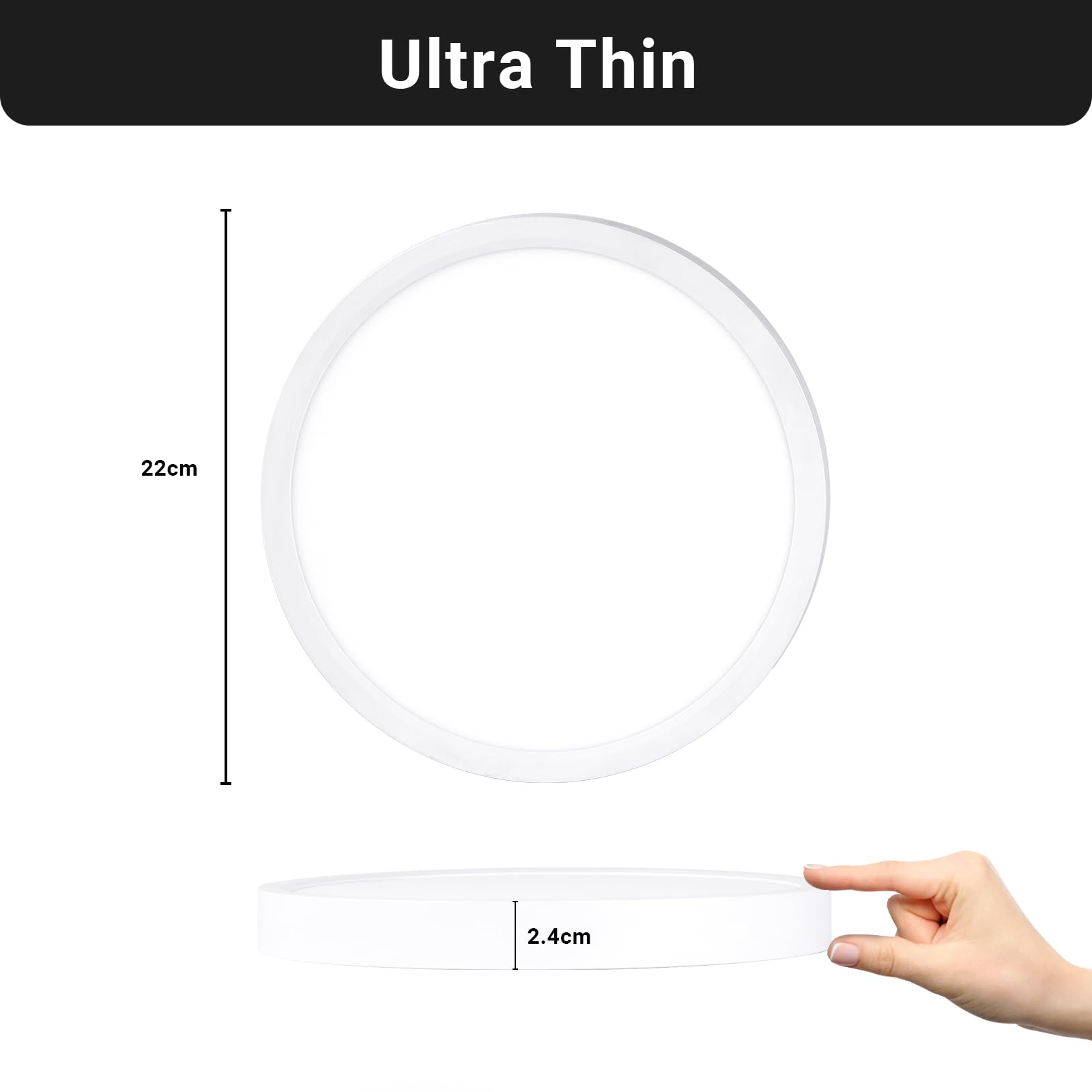 LQWELL® Deckenleuchte LED Deckenlampe, IP44 Wasserfest Badlampe Rund Flach 18W 6000K 1600LM Modern Schlicht Lampe Dünn für Wohnzimmer Badezimmer Schlafzimmer Küche Balkon Keller Büro, 220 * 24mm 6