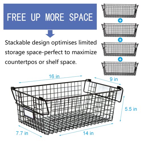 4 Pack XXL Wire Baskets For Pantry Storage and Organization，Fruit